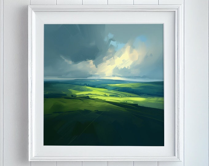 South Downs National Park Print: Abstract Stormy Landscape Art
