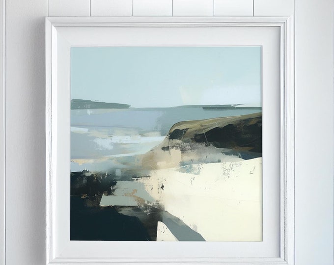 Contemporary Landscape Beach Print  - Abstract Landscape Coastal Print on Watercolour Paper