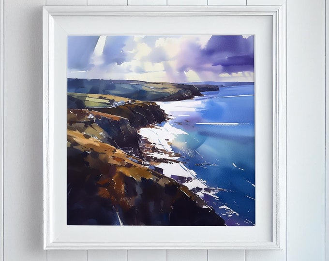 Cornwall Beach Abstract Landscape Seascape Print of the Cornish Coastline