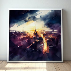 Paris Watercolor Painting: Abstract Cityscape Fine Art Print