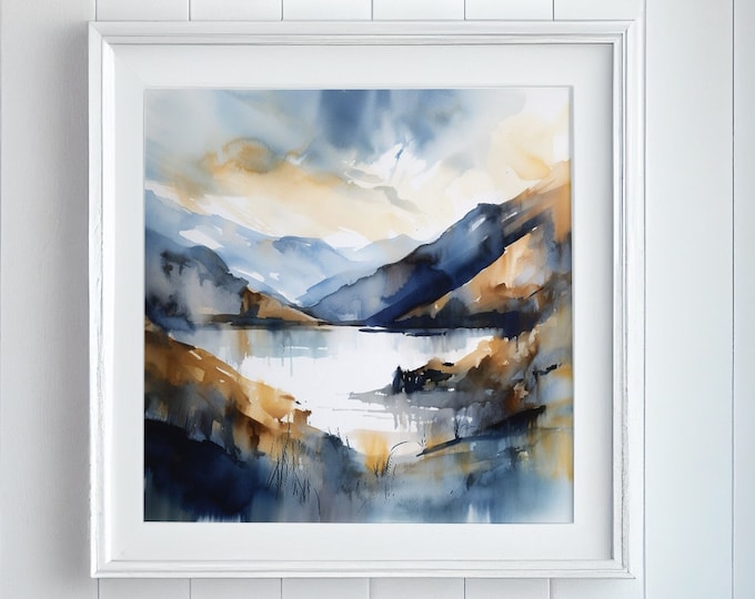 Ullswater Lake District Print: Abstract Landscape Painting, Large Wall Art