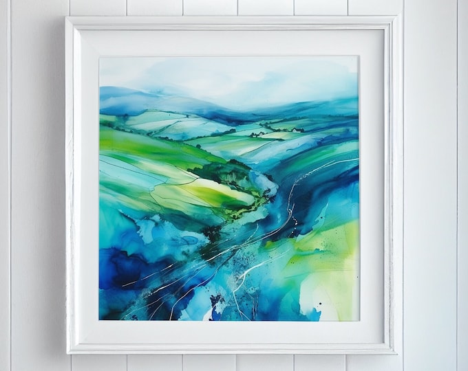 Landscape Painting of the Southdowns National Park Fine Art Print - Landscape Wall Art Watercolour Print