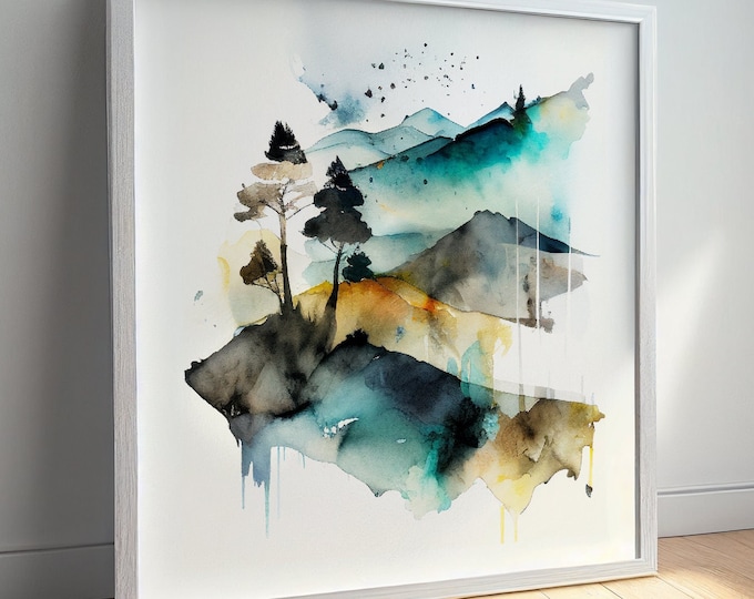 Landscape Watercolour Painting of the English Countryside.