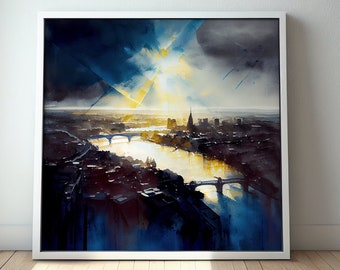 London Abstract Landscape Painting - Fine Art Print of the City of London