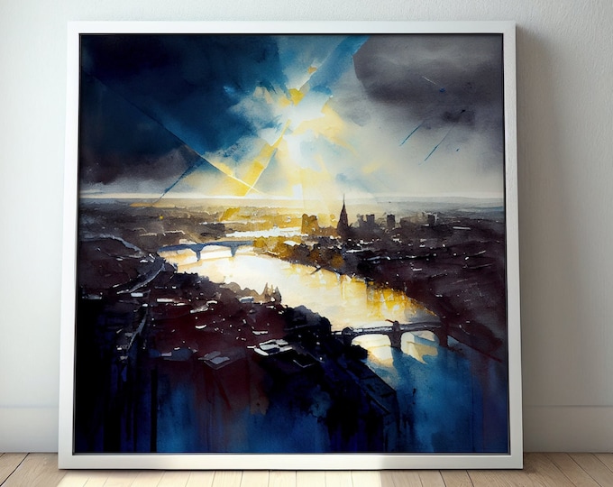 London Abstract Landscape Painting - Fine Art Print of the City of London