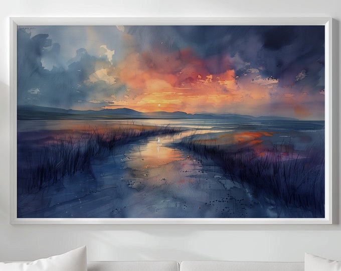 Donegal Ireland Landscape Watercolour Painting  Print, Art Prints Ireland, Irish Landscape, Abstract Watercolor Painting, Digital print