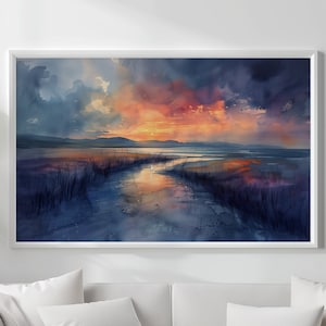 Donegal Ireland Watercolor Landscape Art Print: Abstract Irish Painting (Digital Print)