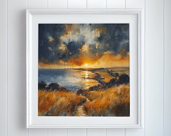 Donegal Coast Watercolor Print: Abstract Irish Landscape Art