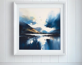 Lake District Watercolor Painting: Abstract Landscape Art Print