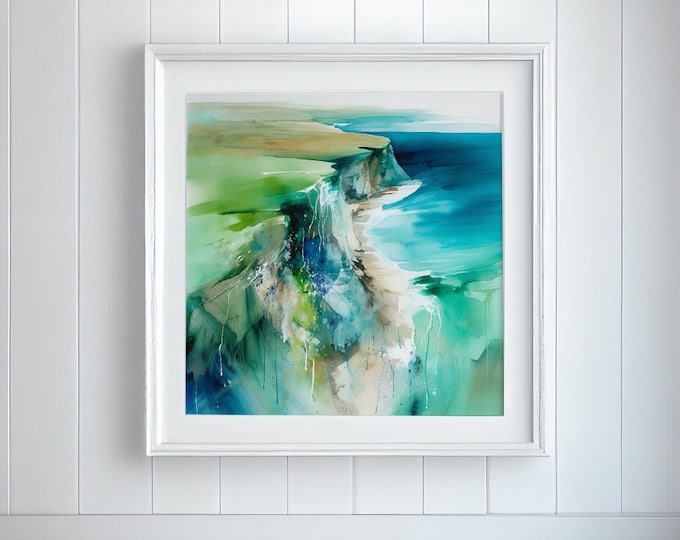 Birling Gap Print - Cliffs and Sea Southdowns Abstract Landscape