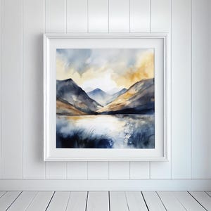 Aquarel Ennerdale Lake District: abstracte landschapskunstafdruk