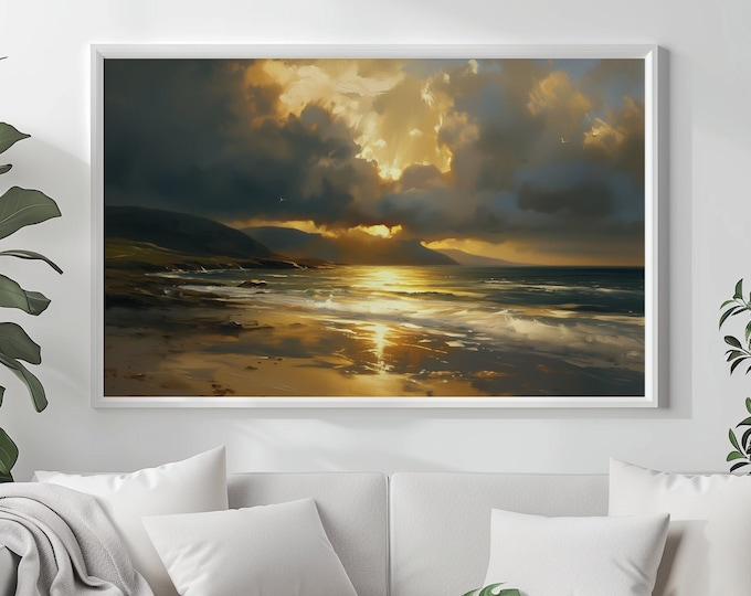 Donegal Coast Print: Abstract Irish Landscape Painting (Digital Print)