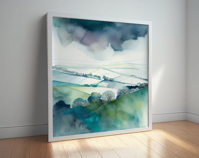 Southdowns Print - Abstract Landscape Painting of the Southdowns