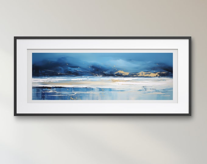 Lake District Panoramic Abstract Landscape Painting  - Large Panoramic Wall Art Prints, Lake Extra Large Painting, Wall Art