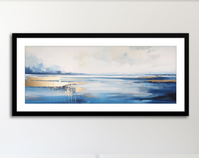Isle of Harris, Scotland Abstract Landscape Painting  - Large Panoramic Wall Art Prints, Lake Extra Large Painting, Wall Art