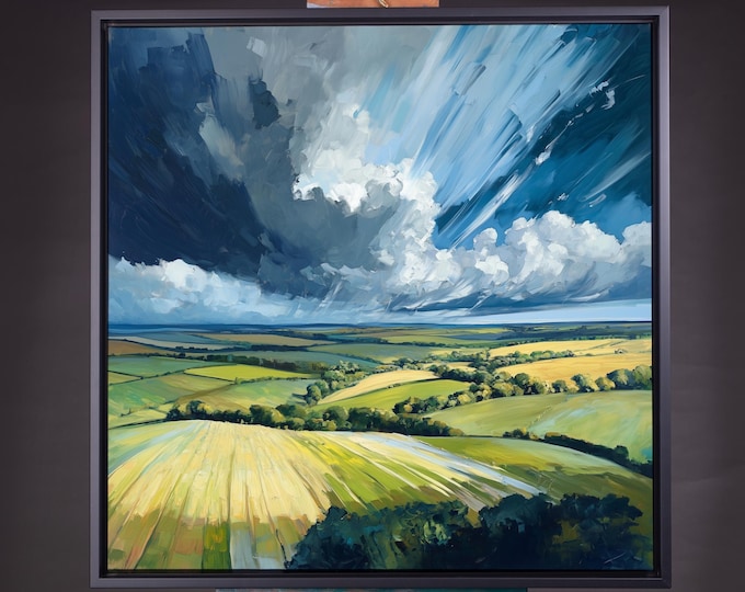 Southdowns National Park Painting after a Storm Print - Abstract Landscape Watercolour - Print of the South Downs