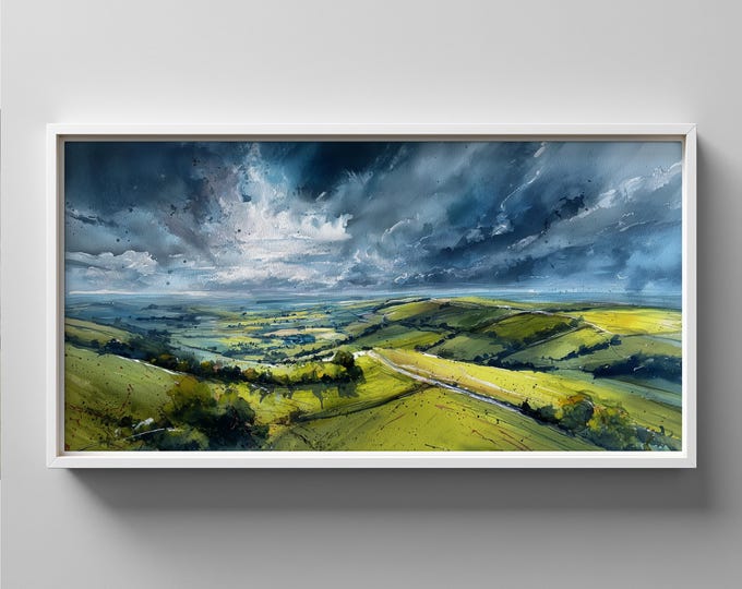 Southdowns Landscape Painting:  Abstract Print of the Southdowns