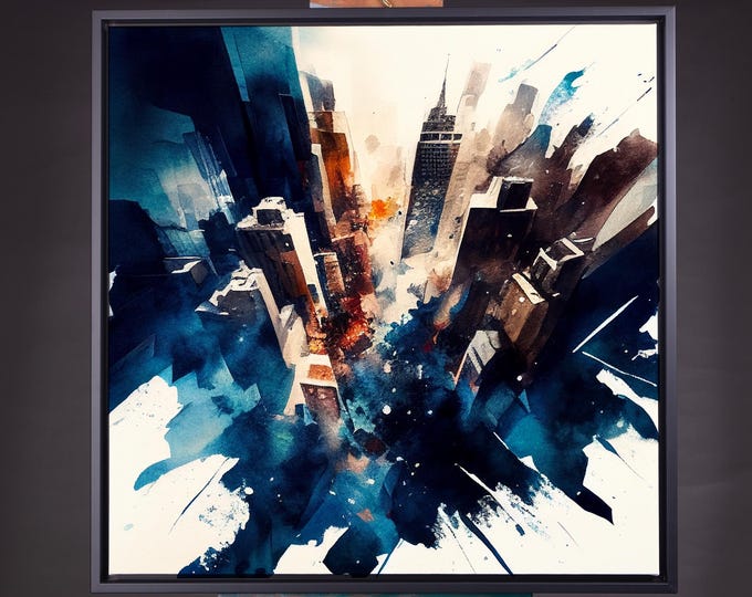 New York Watercolour Landscape Painting of New York City - Fine art Prints and Canvases extra large sizes available