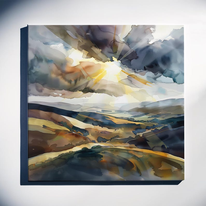 Peak District Abstract Painting Wall Art Abstract Landscape Watercolour