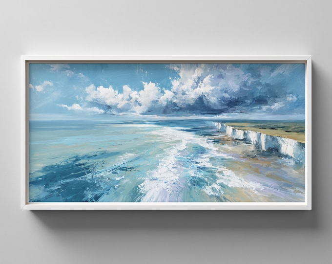 Birling Gap Landscape Painting:  Abstract Print of the beach at Birling Gap in the Southdowns
