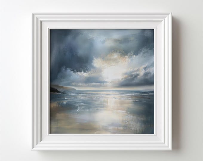 Cornwall Print Watergate Bay - Beach Watercolor Print: Cornwall Canvas