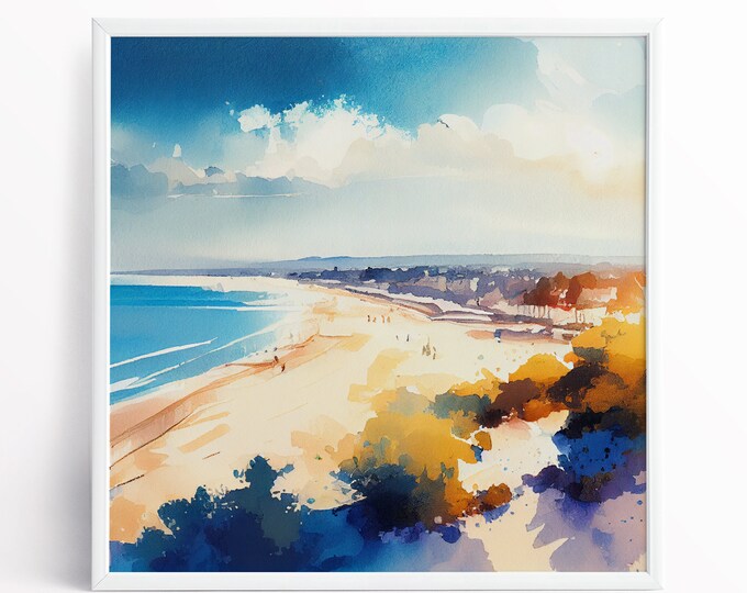 Sandbanks Abstract Landscape Watercolour Painting of Sandbanks in Bournemouth