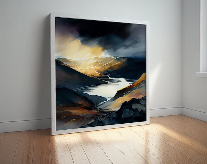 Brecon Beacons Watercolour Landscape Print: Welsh Wall Art