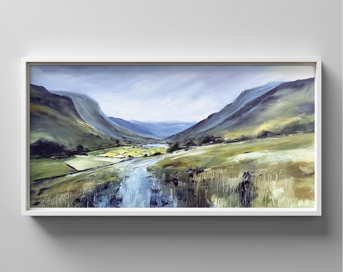 Lake District Landscape Painting: Grassmere Abstract Print of the Lake District National Park