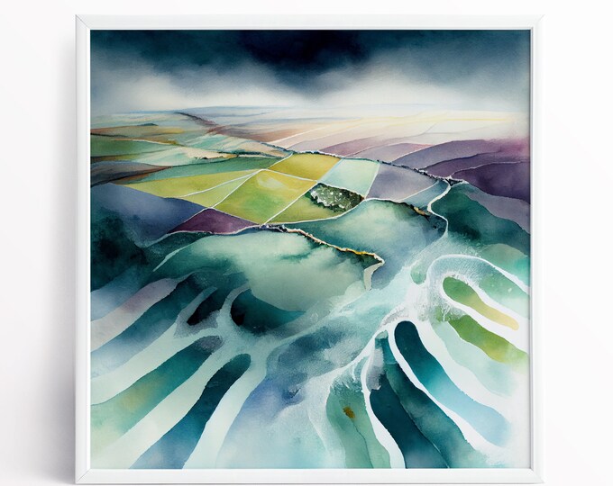 Southdowns on a Frosty Morning Abstract Landscape Print of the Southdowns