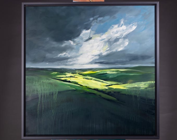 Original Southdowns Painting Hand Painted Original Signed Oil Painting on Board 24"x24"