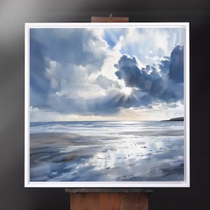 Newquay Beach Watercolor Print: Cornwall Seascape Art