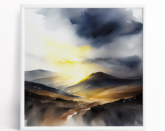 Brecon Beacons Watercolor Landscape Art Print: Welsh Wall Art