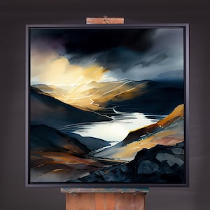 Brecon Beacons Abstract Landscape Print - Watercolour Painting Large Wall Art Prints, Large Welsh Landscape Painting,
