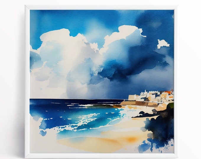 St Ives Landscape Watercolour Print of the Painting of St Ives in Cornwall