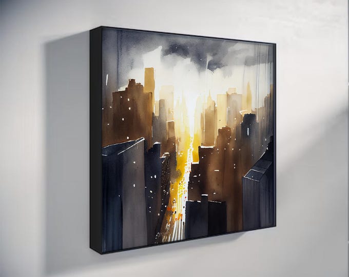 New York  Painting - City Landscape Watercolour Print