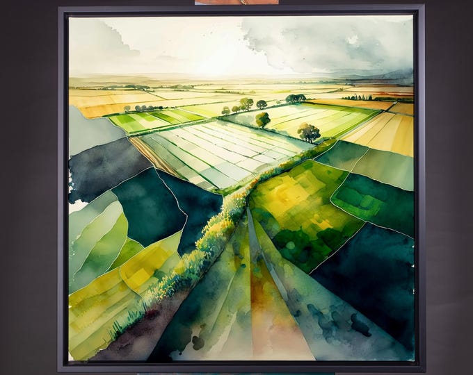 Abstract Landscape Watercolour Painting, Large Wall Art Prints, South Downs Countryside, Extra Large Painting, Wall Art