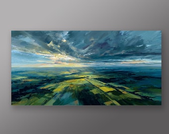 Southdowns From Above Abstract Blue Art | Living Room Wall Art