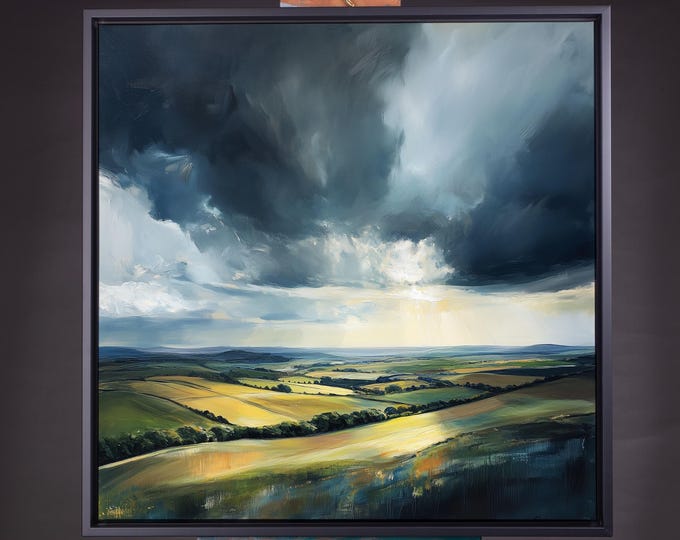 Fleeting Light on the Southdowns Abstract Landscape Painting  - Watercolour Paper Prints and Framed Canvases