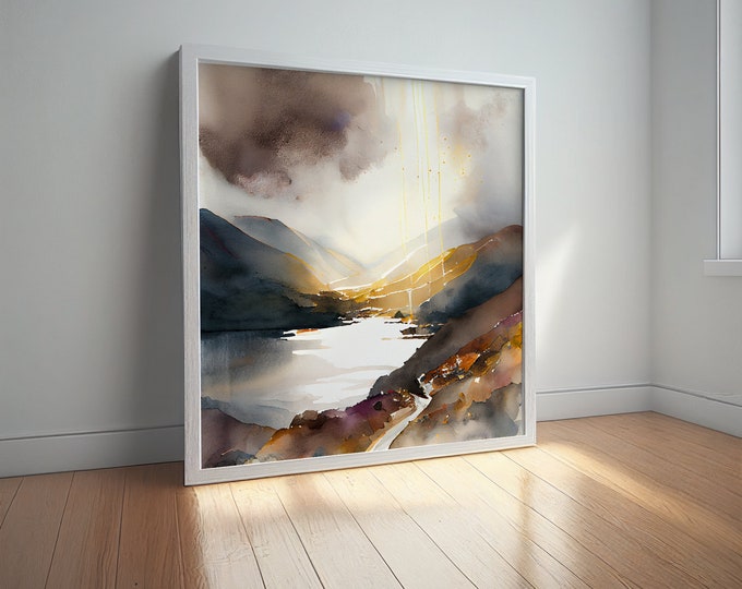 Lake District Abstract Watercolour Landscape Painting: Giclee Print or Canvas