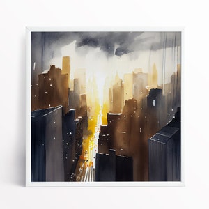 Downtown New York  Urban Landscape City Painting Manhattan - Fine art Print