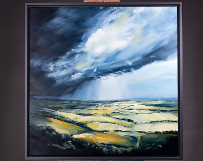 Original Southdowns Painting Hand Painted Original Signed Oil Painting on Board 24"x24"