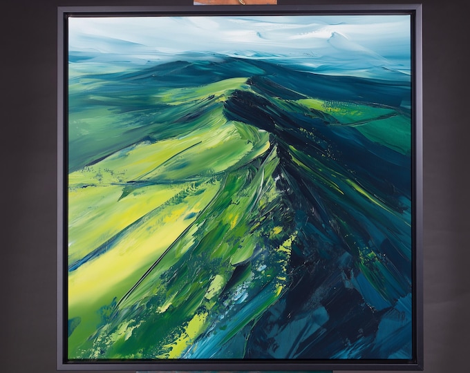 Peak District Landscape Painting Large Wall Art Prints, Lake Extra Large Painting, Wall Art