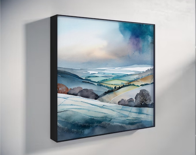 Southdown National Park on a Frosty Morning Abstract Landscape Print of the Sussex Downs