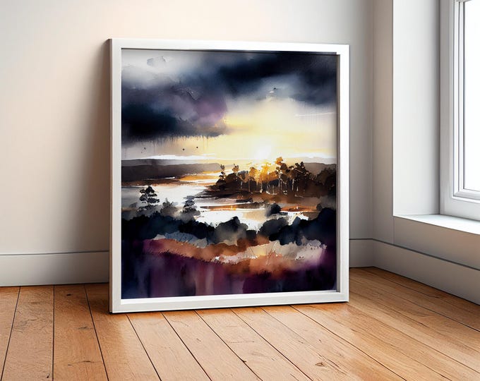 New Forest Landscape Watercolour Print: Abstract Nature Painting