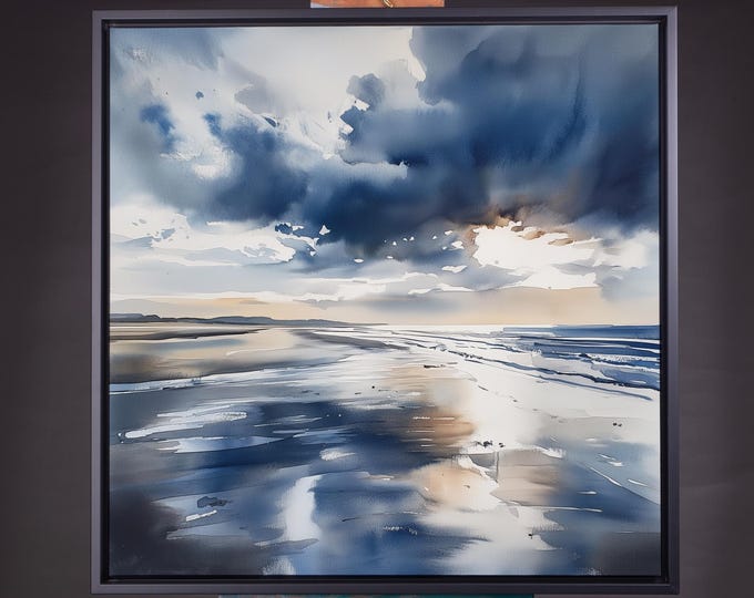St Bees Painting - Watercolour Paper and Canvas Prints of the Cumbrian Coastline at St Bees Abstract Landscape Beach