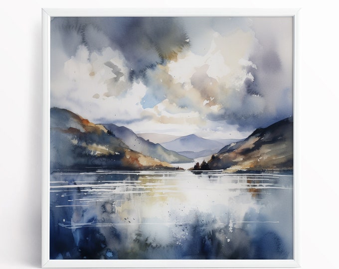 Ullswater Serenade Lake District Abstract Landscape Painting - Large Wall Art Prints, Lake Extra Large Painting, Wall Art