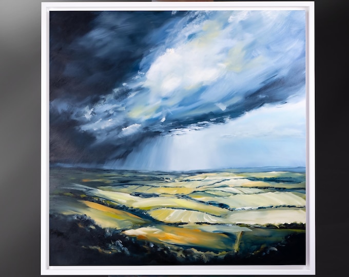 Southdowns Landscape Oil Painting: Signed Original Art, 24x24