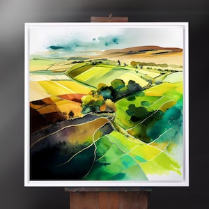 Abstract Landscape Watercolour Painting: South Downs Wall Art Print