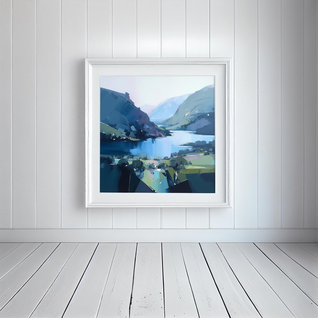 Lake District Abstract Watercolour Print of Lake Windermere