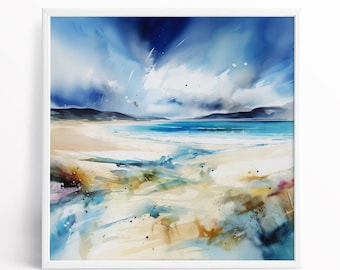 Skotsk landskapsmålning av Luskentyre Sands, Isle of Harris, Skottland